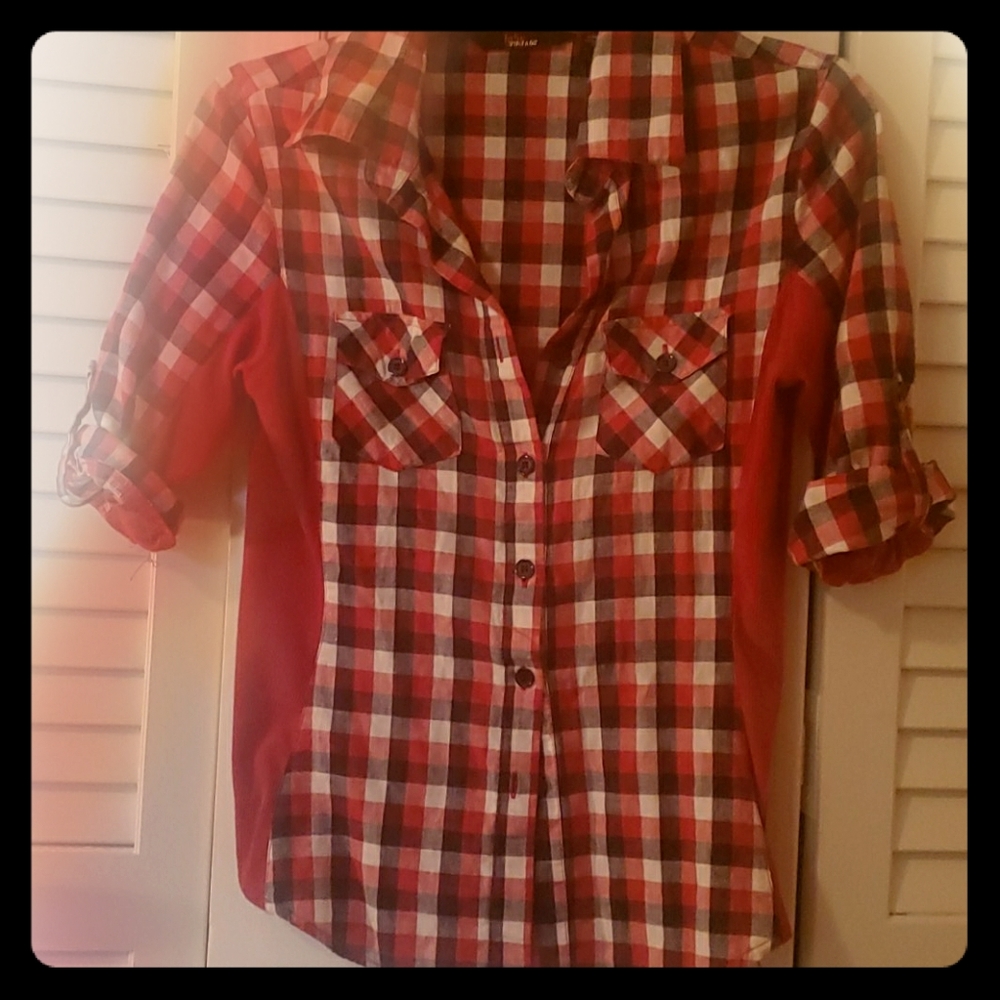 Red, white & Blue plaid shirt